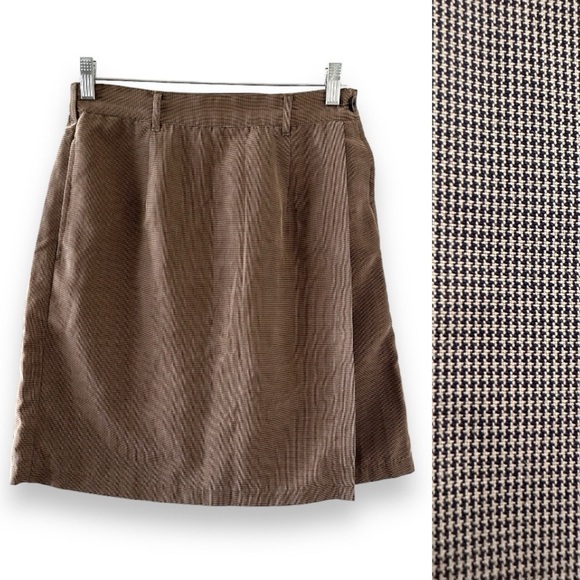 Vintage Exofficio Brown Houndstooth Mini Skort Women’s Size 8 Preppy Academia - Picture 1 of 17